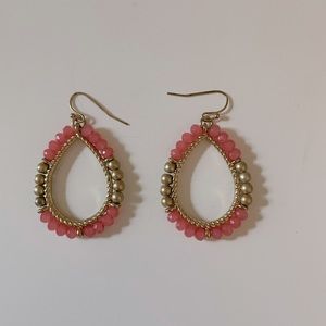 Gold and coral earrings